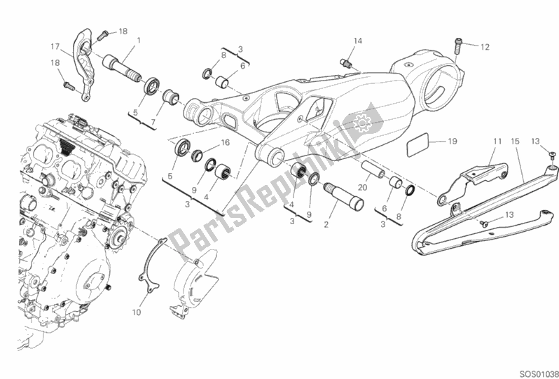 Wszystkie części do 19a - Wahacz Tylny Ducati Streetfighter V4 1103 2020